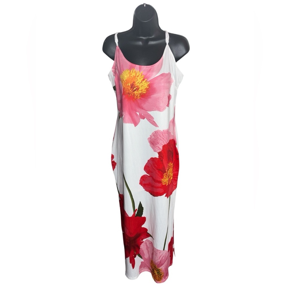 HEART & HEELS Sleeveless Floral Maxi Dress with Adjustable Straps NWOT - Picture 2 of 4